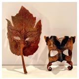 Two Miniature Agostino Dessi Leather Masks
