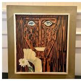 Original Woodcut and Paper Abstract Art Piece by Cy DeCosse