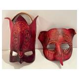 Two Miniature Agostino Dessi Leather Masks