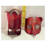 Two Miniature Agostino Dessi Leather Masks