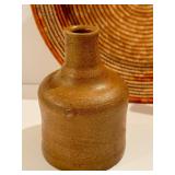 Woven Basket and Two Pottery Pieces