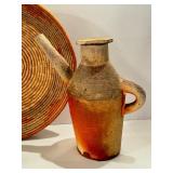 Woven Basket and Two Pottery Pieces