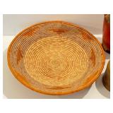 Woven Basket and Two Pottery Pieces