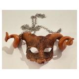Handcrafted Leather Mask Necklace by Agostino Dessi
