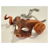 Handcrafted Leather Mask Necklace by Agostino Dessi