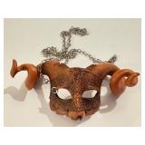 Handcrafted Leather Mask Necklace by Agostino Dessi