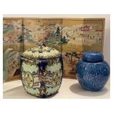 Variety of Vintage Asian Decor including a Green Korean Teapot