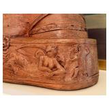 Handcrafted Terracotta Bust of Princess Ippolita Maria Sforza Francesco with Hand-Painted Scenic Artwork by Cy DeCosse