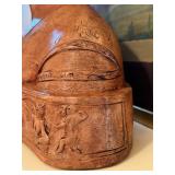 Handcrafted Terracotta Bust of Princess Ippolita Maria Sforza Francesco with Hand-Painted Scenic Artwork by Cy DeCosse