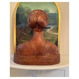 Handcrafted Terracotta Bust of Princess Ippolita Maria Sforza Francesco with Hand-Painted Scenic Artwork by Cy DeCosse