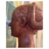 Handcrafted Terracotta Bust of Princess Ippolita Maria Sforza Francesco with Hand-Painted Scenic Artwork by Cy DeCosse