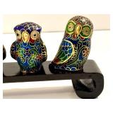 Vintage Miniature Cloisonné Owls