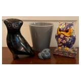 Fun, Decorative Owl Figurines and a Small Planter