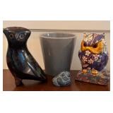 Fun, Decorative Owl Figurines and a Small Planter