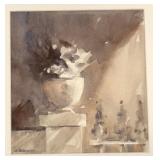 Framed Original Italian Still Life Watercolor Painting by Cy DeCosse
