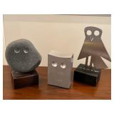 Three Artisan Crafted Owl Figurines by Cy DeCosse