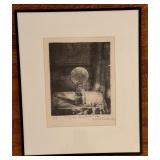 Black and White Framed Limited Edition Hand Printed Lithograph by Mario Fallani