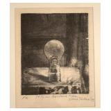 Black and White Framed Limited Edition Hand Printed Lithograph by Mario Fallani