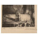 Black and White Framed Limited Edition Hand Printed Lithograph by Mario Fallani