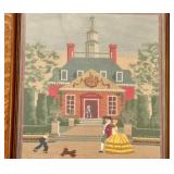 Vintage Framed Needlepoint of Old Williamsburg