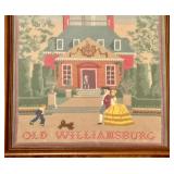 Vintage Framed Needlepoint of Old Williamsburg