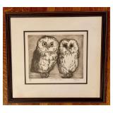 "Saw-Whet Owls" Etching Print by Christine McGinnis