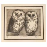 "Saw-Whet Owls" Etching Print by Christine McGinnis