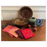 Artisan Pottery and Recycled Wool Coasters by Penny Norman