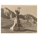 Vintage Framed Black and White Photographic Print Christ of the Andes