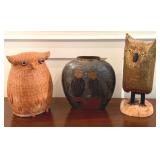 Three Decorative Owl Items