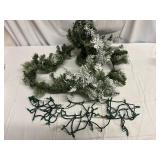 8ft Flocked Pine Garland & String of Lights