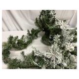 8ft Flocked Pine Garland & String of Lights