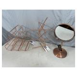 New Rose Gold Magnifying Mirror, Mug Rack, Wine Rack