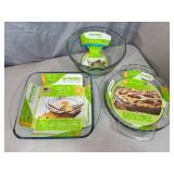 3 New Glass Baking Dishes / Mixing Bowl