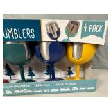 New Camper Themed 4 Pc Stainless Steel Wine Tumblers