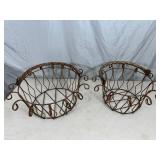 2 Metal Apple Baskets