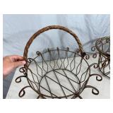 2 Metal Apple Baskets