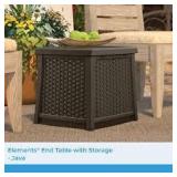 Suncast 13 Gallon Resin Outdoor Patio End Table Storage Box, Java  Customer Returns See Pictures