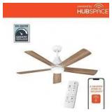 Hampton Bay Nevali 52 in. White Changing LED Indoor Smart Hubspace Ceiling Fan with Light and Remote Control Included  Customer Returns See Pictures