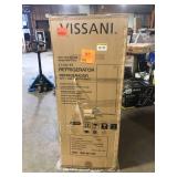 Vissani 7.1 cu. ft. Top Freezer Refrigerator in Stainless Steel Look Damaged on Top Back Corner Customer Returns See Pictures