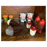 S&P shakers, M&M guy, jewels, owl set