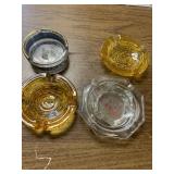 Vintage ashtrays, winchester belt buckle and misc