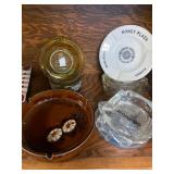 Vintage ashtrays, winchester belt buckle and misc