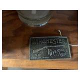 Vintage ashtrays, winchester belt buckle and misc