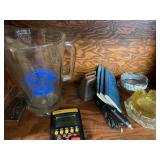 Vintage ashtrays, winchester belt buckle and misc