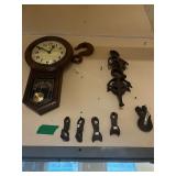 Clock, pulleys, hooks