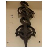 Clock, pulleys, hooks