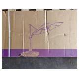 PURPLE LEAF 10 ft. Octagon Aluminum Outdoor Patio Cantilever Umbrella Offset 360° Rotation Umbrella with Base, Beige