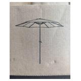 WESTIN OUTDOOR Tristen 9 ft. Stripe Market Table Patio Umbrella with Tilt and Crank in Gray/White Stripe