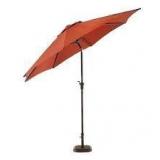 Hampton Bay 9 ft. Aluminum Market LED Solar Tilt Patio Umbrella in Chili